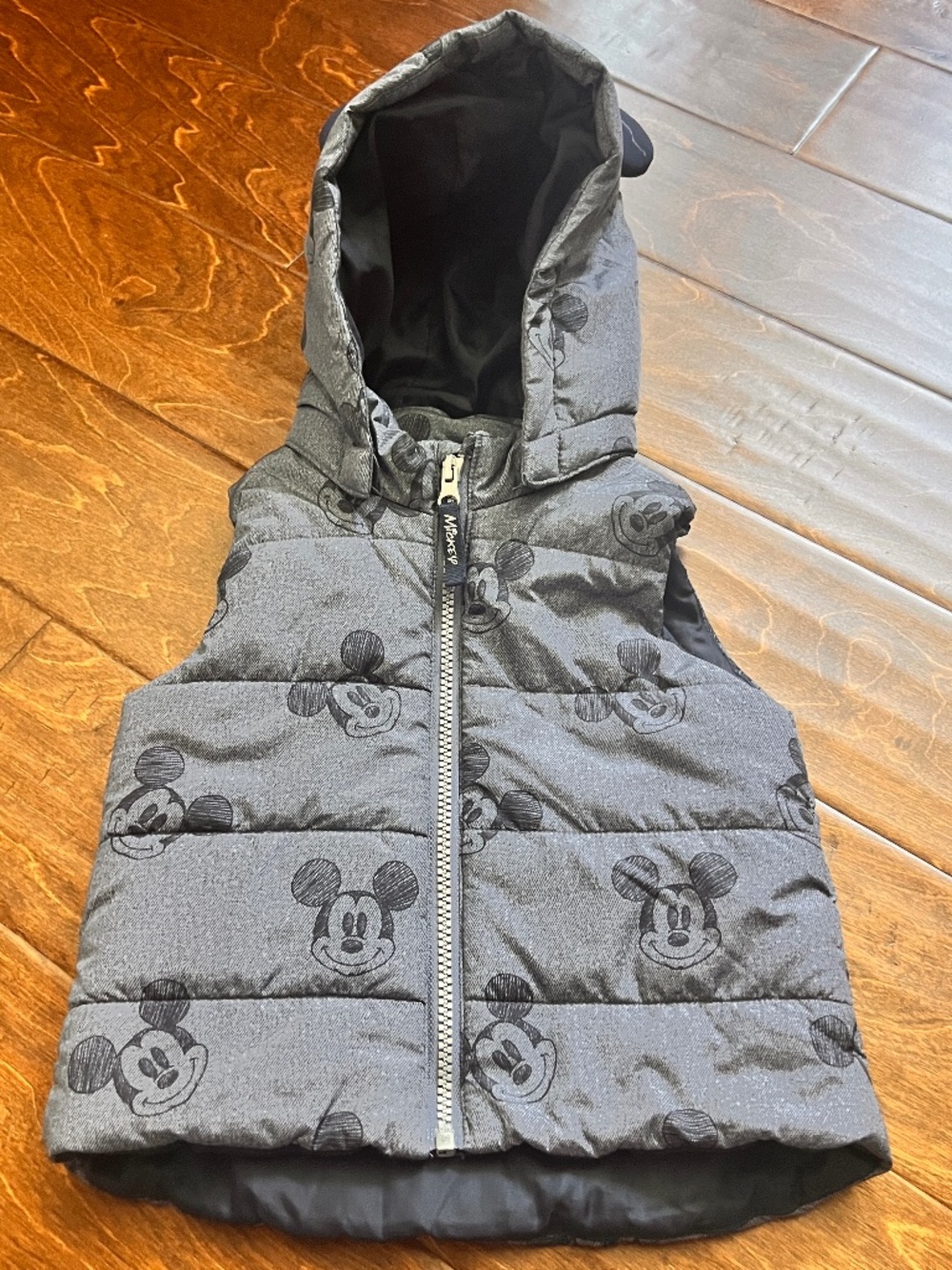 H & M Disney Blue AOP Mickey Mouse Hooded Full Zip West Mickey Ears 12-18mo